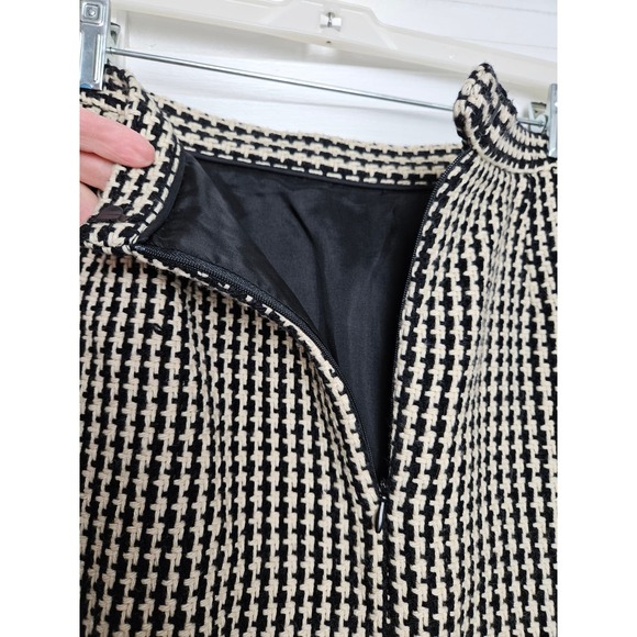 The Look Randolph Duke Black Cream Houndstooth Faux Wrap Skirt Size 10 - Picture 7 of 10